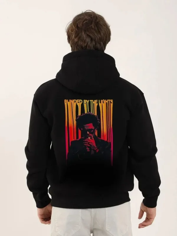 Mêr Reş Oversize 3 Têl Pembû Hoodie Çapkirî 2