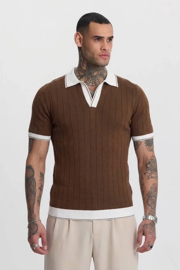 Kafe Toscana Triko Mëngë të Shkurtra Jakë Polo T-Shirt 3