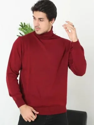 Pánský vínový rolák hladký triko svetr