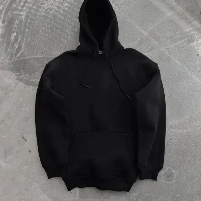 Jina Reş Oversize 3 Têl Pembû Kangurû Cêplî Kapşonlu Sweatshirt 2