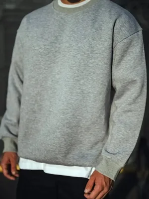 Sweatshirtê Mêran ê Gewr ê Oversize yê Bi Stûyê Bisîkletê yê 3 Têlî Stûr
