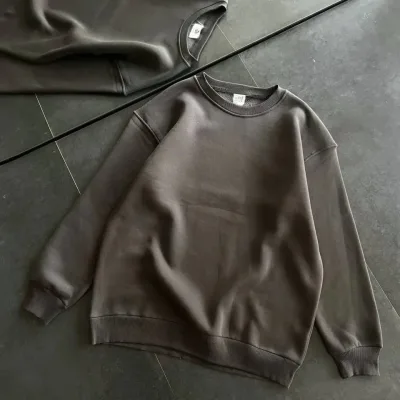Women's Smoky Scoop Neck 3-Thread Cotton Basic Sweatshirt 1