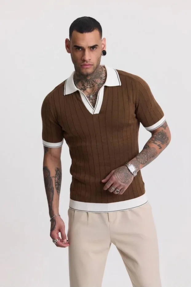 Kafe Toscana Triko Mëngë të Shkurtra Jakë Polo T-Shirt 4