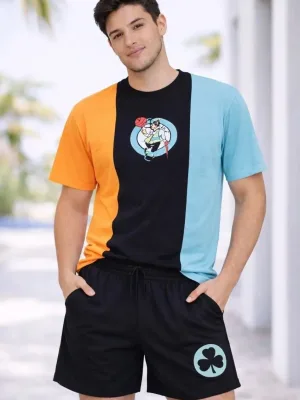 Men's 2-Piece Set Oversize Embroidered T-Shirt Shorts Set