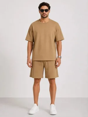 Men's Brown Oversize Soft Textured Pocket Suit