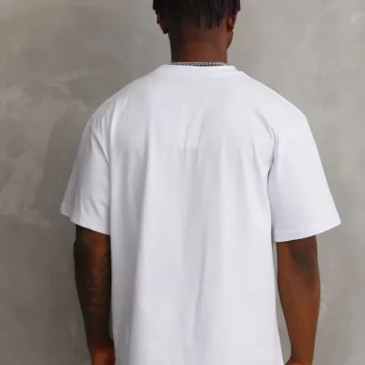 Bărbați Alb Guler Bicicletă Imprimat Oversize Tricou 2