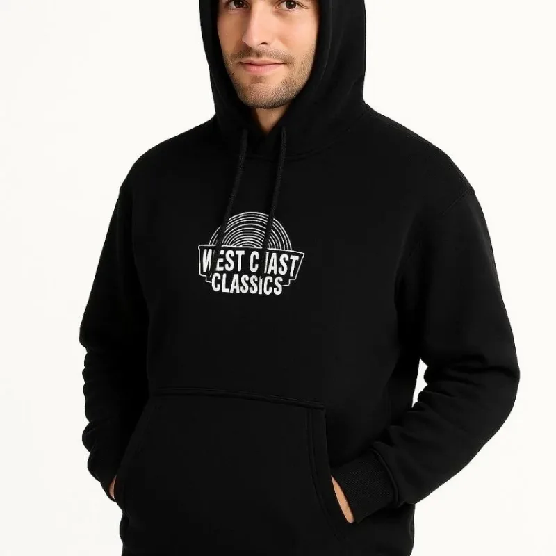 Bărbat Negru 3 Fire Bumbac Imprimat Cangur Buzunar Hoodie