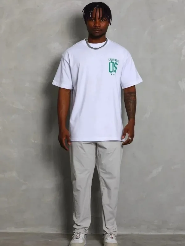 Erkek Beyaz Regular Bisiklet Yaka Baskılı Tişört 2