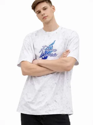 Машка бела oversize бициклистичка јака, киселински измиена маица