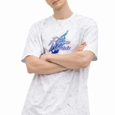 Машка бела oversize бициклистичка јака, киселински измиена маица 1