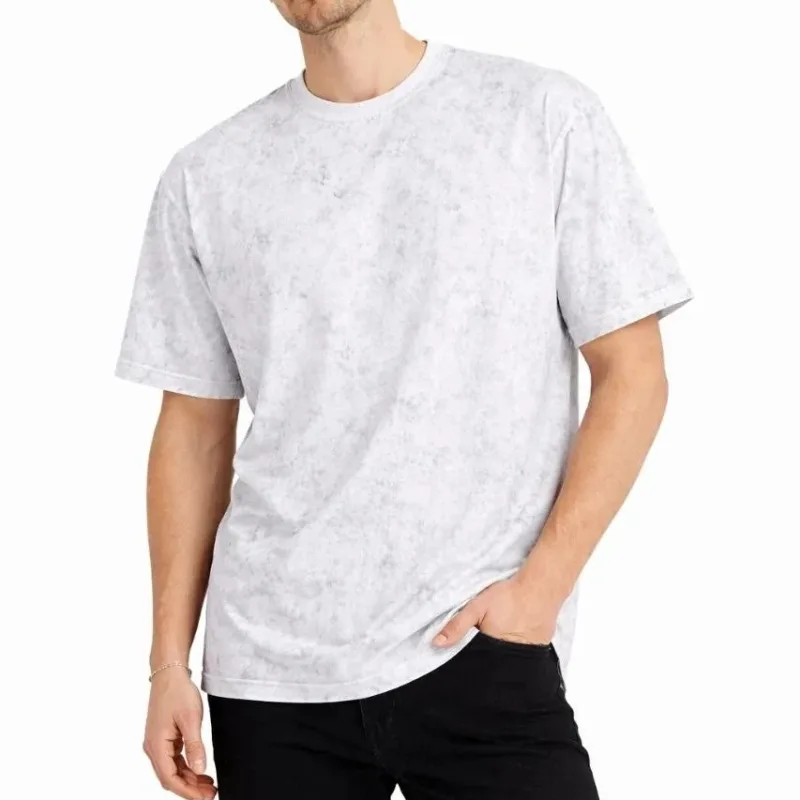 Barbati Alb Oversize Tricou Maneca Scurta cu Guler Bicicleta Spalat Acid