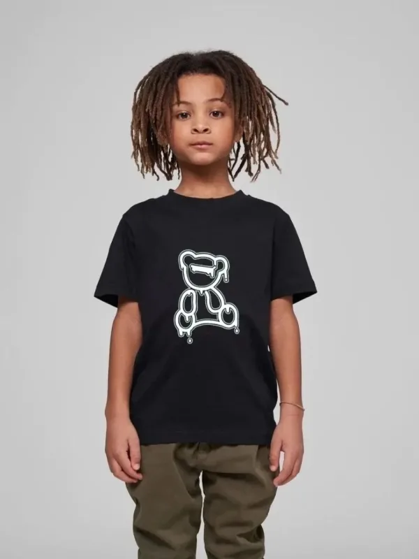 Uşaq Qara Oversize Çap Dairəvi Yaxalı T-Shirt 2