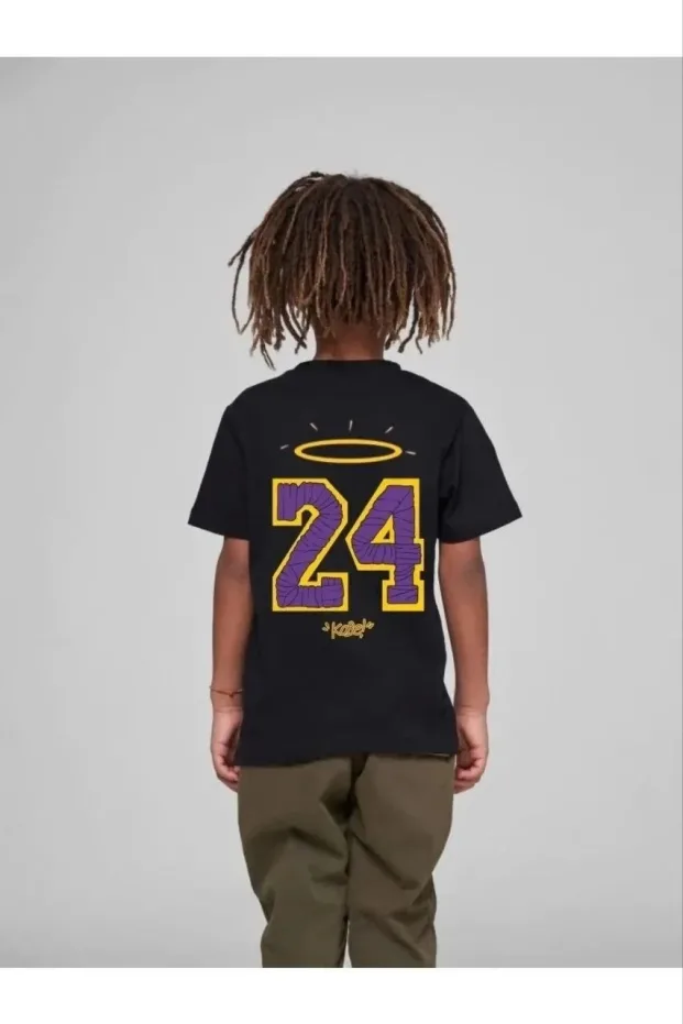 Dětské černé oversized tričko s potiskem, kulatý výstřih 2