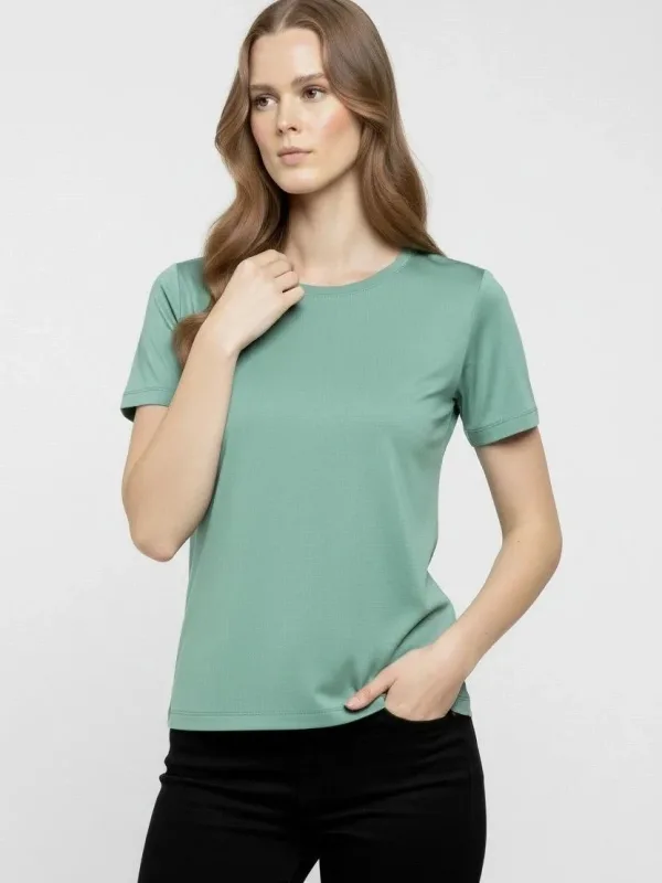 Tîşorta Bingeha Bisîkletê ya Jinan a Minta Kesk Slim Fit Likra 1