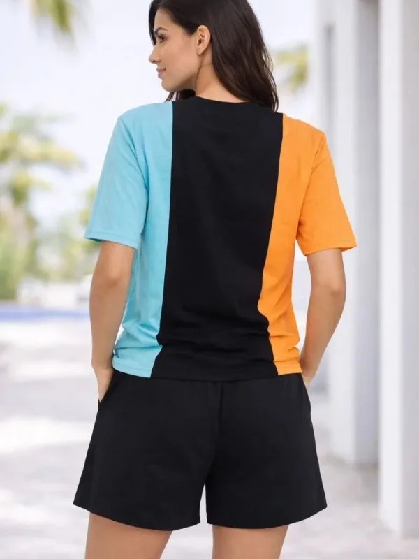 Dámský letní set 2v1: oversized tričko s výšivkou a šortky 2