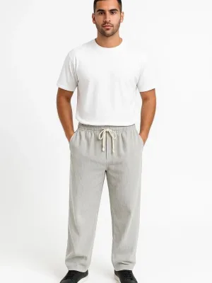 Muške sive oversized pantalone od somota sa rebrima i džepovima