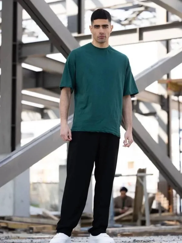 Férfi Khaki Regular Fit Kerékpár Nyakú Sima Rövid Ujjú Póló 3