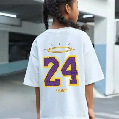 Dětské bílé oversized tričko s potiskem, kulatý výstřih 2