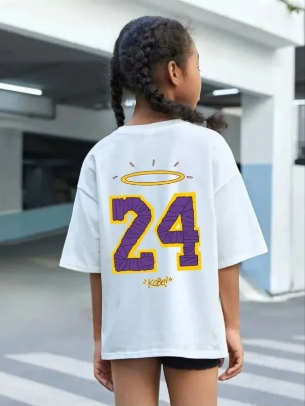 Dětské bílé oversized tričko s potiskem, kulatý výstřih 2