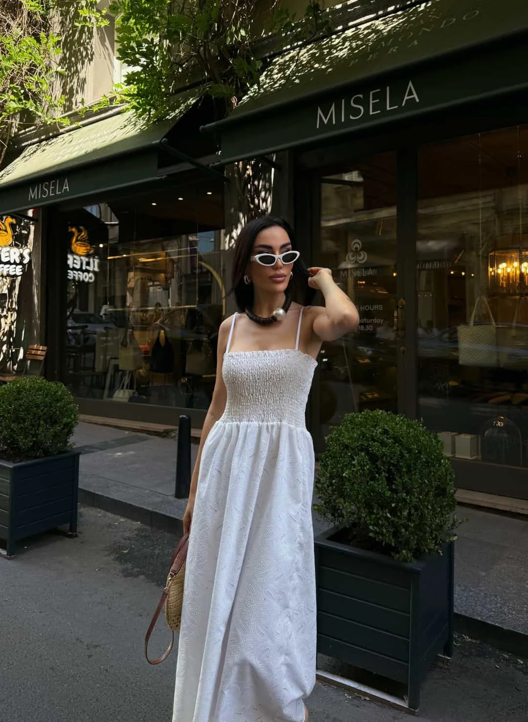String Strap Maxi Length Slip Dress White
