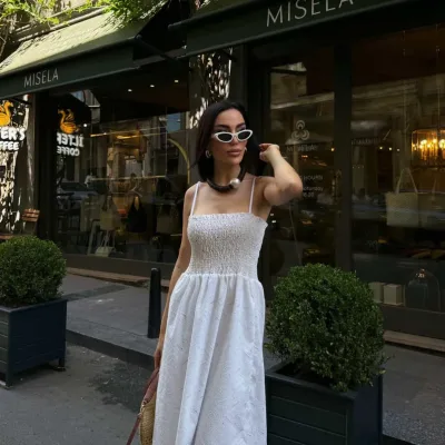 String Strap Maxi Length Slip Dress White 1