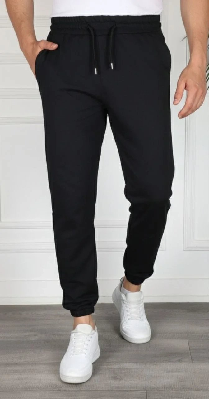 Erkek Siyah Cepli Jogger Paça Lastikli Spor Eşofman Altı