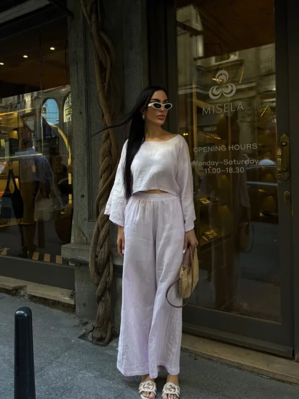 Pantalone i bluza Muslin set Bež 4