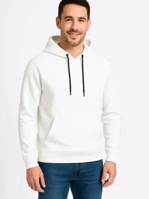 Bărbat Alb 3 Fire Bumbac Glugă Cangur Buzunar Sweatshirt