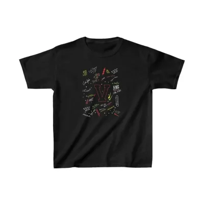Children's Black Printed Round Neck T-Shirt 1