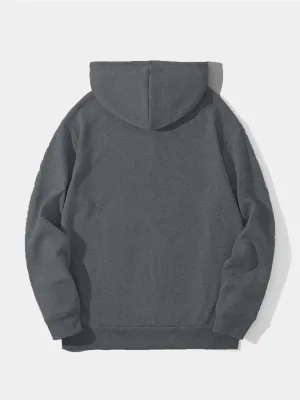 Men's Smoked 3-Thread Cotton Hooded Kangaroo Pocket Sweatshirt