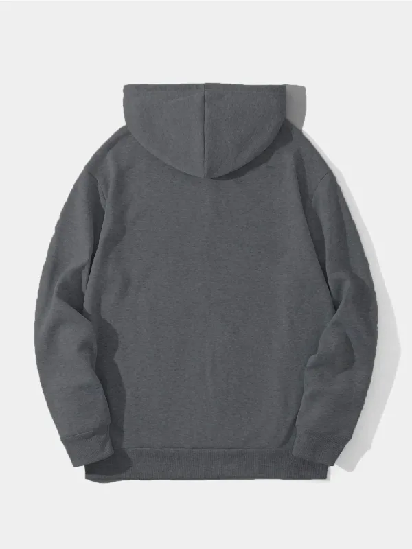 Men's Smoked 3-Thread Cotton Hooded Kangaroo Pocket Sweatshirt 1