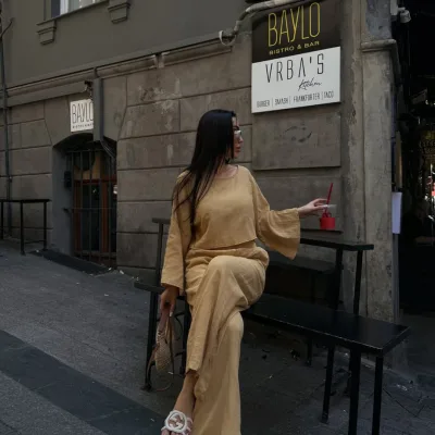 Trousers And Blouse Muslin Set Camel 3
