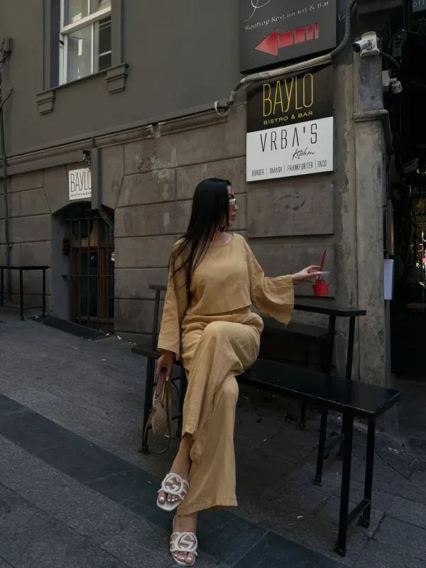 Trousers And Blouse Muslin Set Camel 3