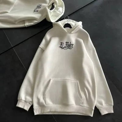 Jina Spî Oversize Kapşonlu Çapkirî 3 Têl Pembû Sweatshirt 2