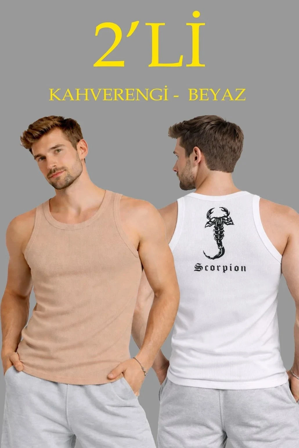 Mužský 2-kusová Sada Slim Fit Rebarborový Kašmírsky S Potlačou na Chrbte Tielko