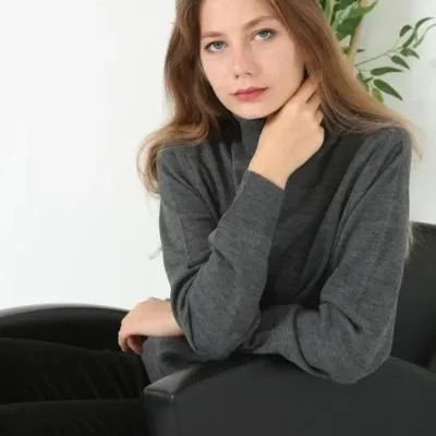 سترة نسائية مدخنة بياقة صياد كاملة بأكمام طويلة محبوكة 1