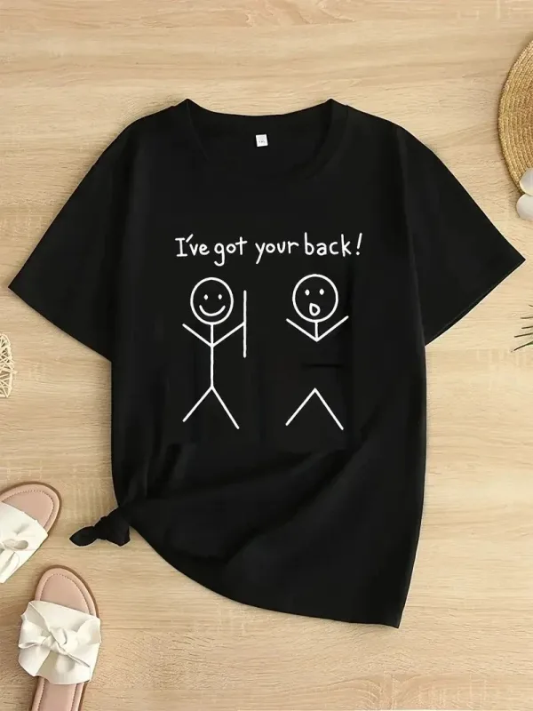 ქალის შავი პრინტიანი "I've Got Your Back" მაისური 1