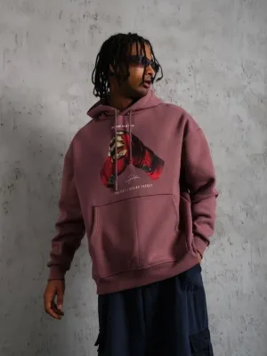 Bărbați Trandafir Șoarece Oversize Glugă Imprimat 3 Fire Sweatshirt