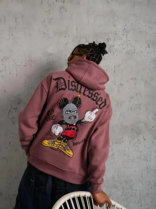 Men's Dusty Rose 3-Thread Cotton Kangaroo Pocket Hooded Sweatshirt 5