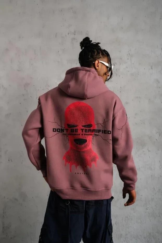 Sweatshirtê Mêran ê Gula Hişk 3 Têl Pembû Bi Kulp, Çapkirî û Berîk 1