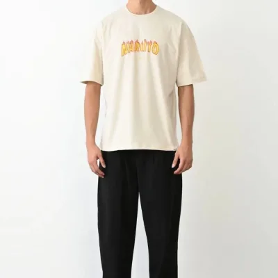 Tricou pentru bărbați, alb, regular, cu guler tip bicicletă, imprimat, cu mânecă scurtă 1