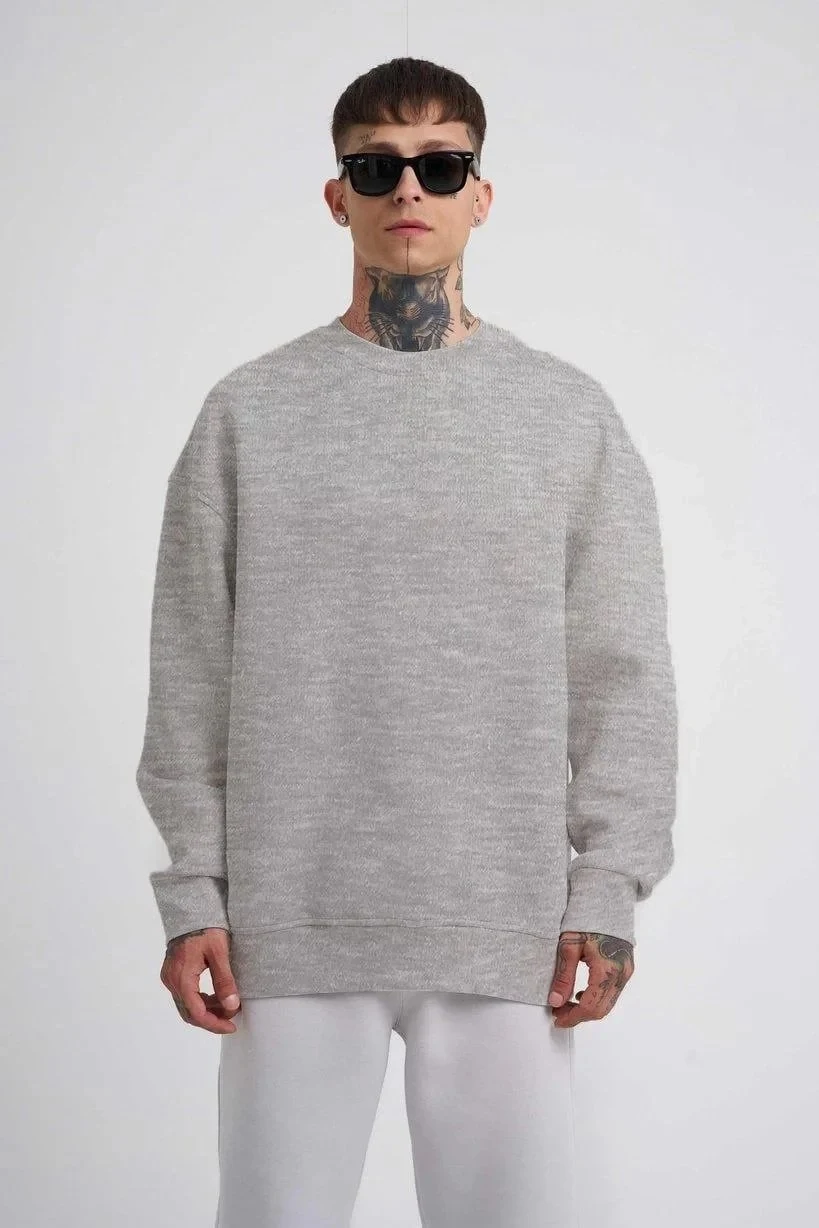 Sweatshirtê Mêran ê Gewr ê Oversize yê Bi Stûyê Bisîkletê yê 3 Têlî yê Pembû