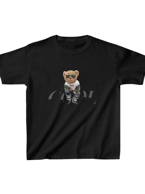Cocci Negru Oversize Printat Guler Rotund Tricou 1