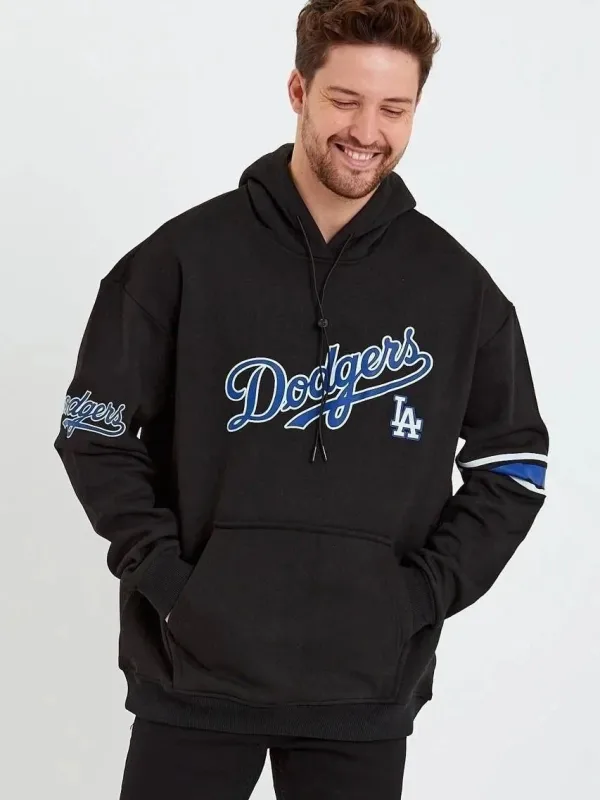 Erkek Siyah Oversize 3 İplik Pamuklu Kapüşonlu Baskılı Cepli Sweatshirt 2