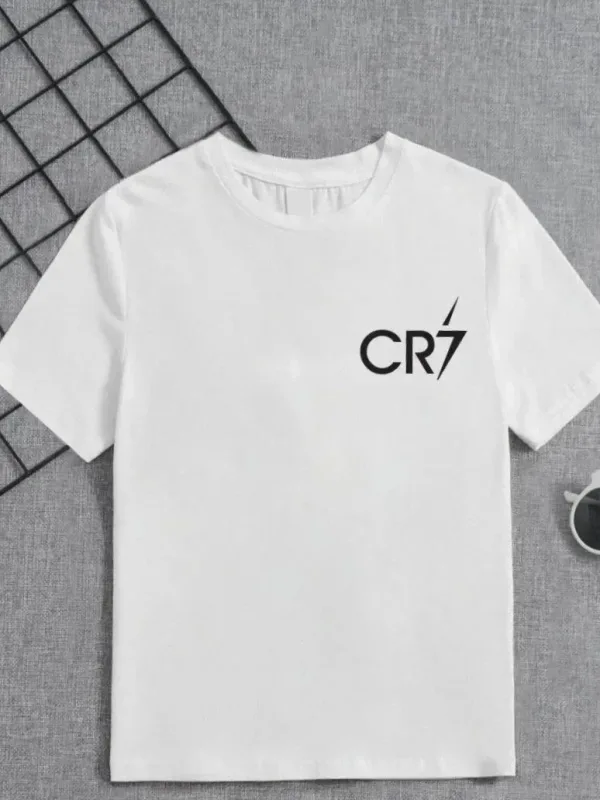 Children White Printed Regular Fit Round Neck T-Shirt 1