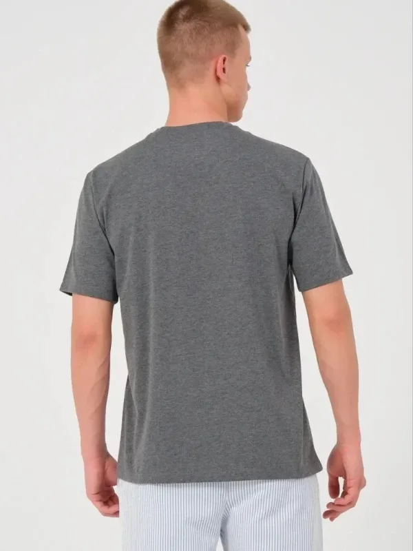 Ανδρικό Ανθρακί Oversize Ποδηλατόλαιμο Απλό Βαμβακερό Μπλουζάκι 2