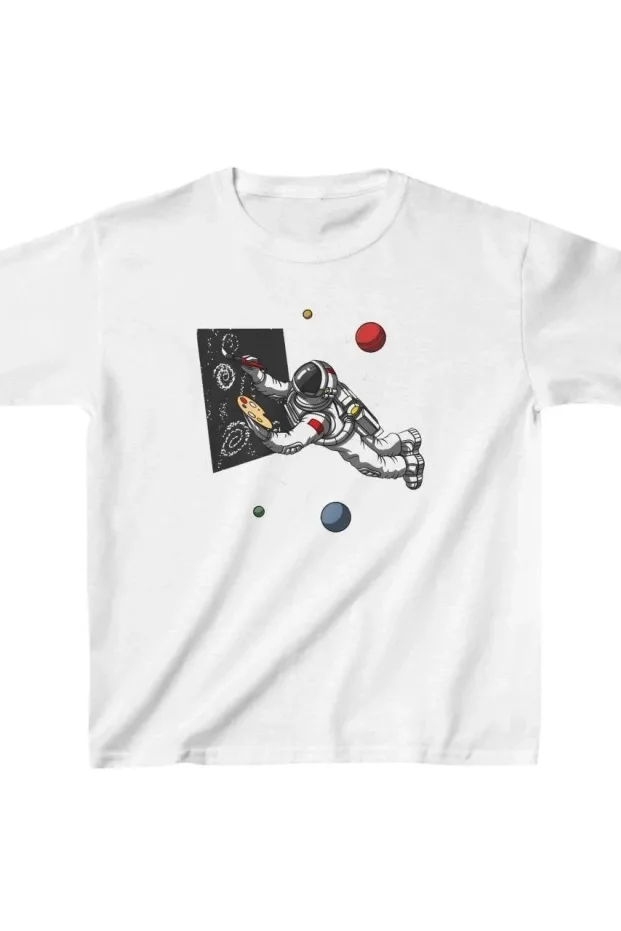 Παιδικό Λευκό Τυπωμένο Oversize Ποδηλατόλαιμο T-Shirt 1