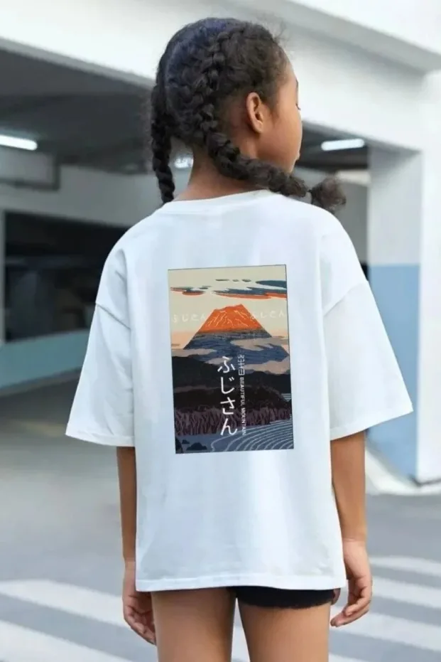 Uşaq Ağ Çap Oversize Velosiped Yaxalı T-shirt 2