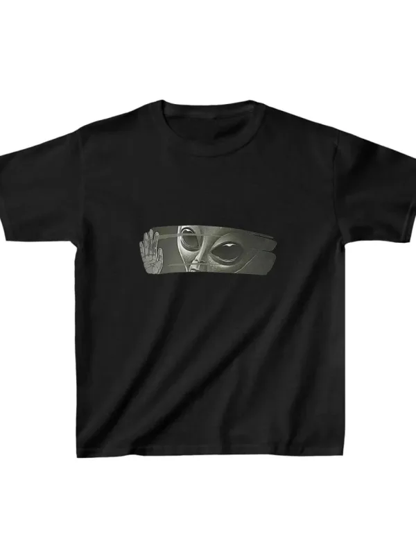 Copil Negru Oversize Imprimat Guler Rotund Tricou 1