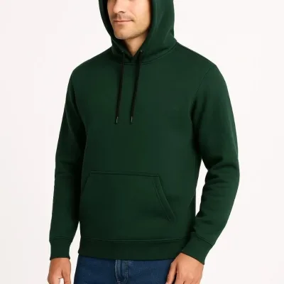 Bărbat Haki 3 Fire Bumbac Glugă Cangur Buzunar Sweatshirt 3